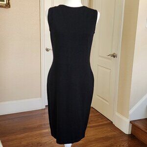 St John Collection Santana Knit Sheath Dress Black Sleeveless Midi USA Size 6